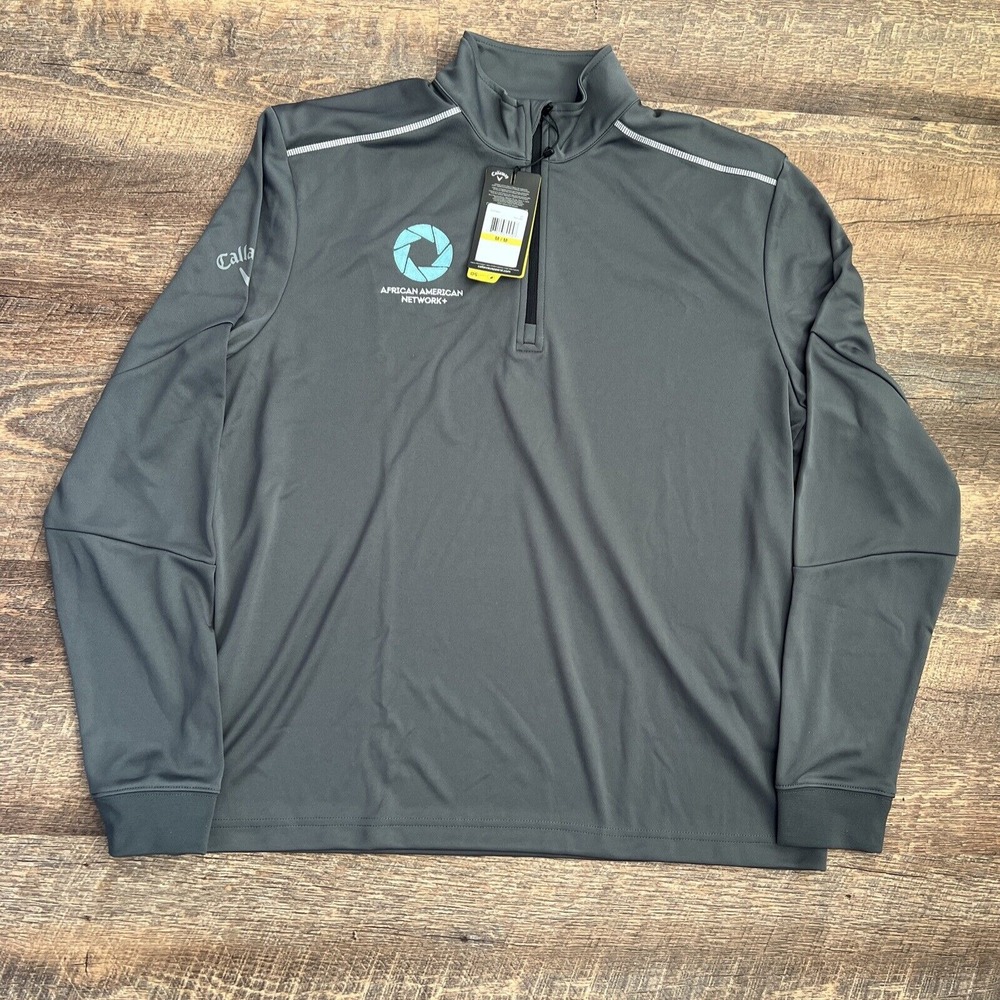 Callaway Men's Water Repellent 1/4 Zip Mock Gray Medium UPF‎ Protection READ